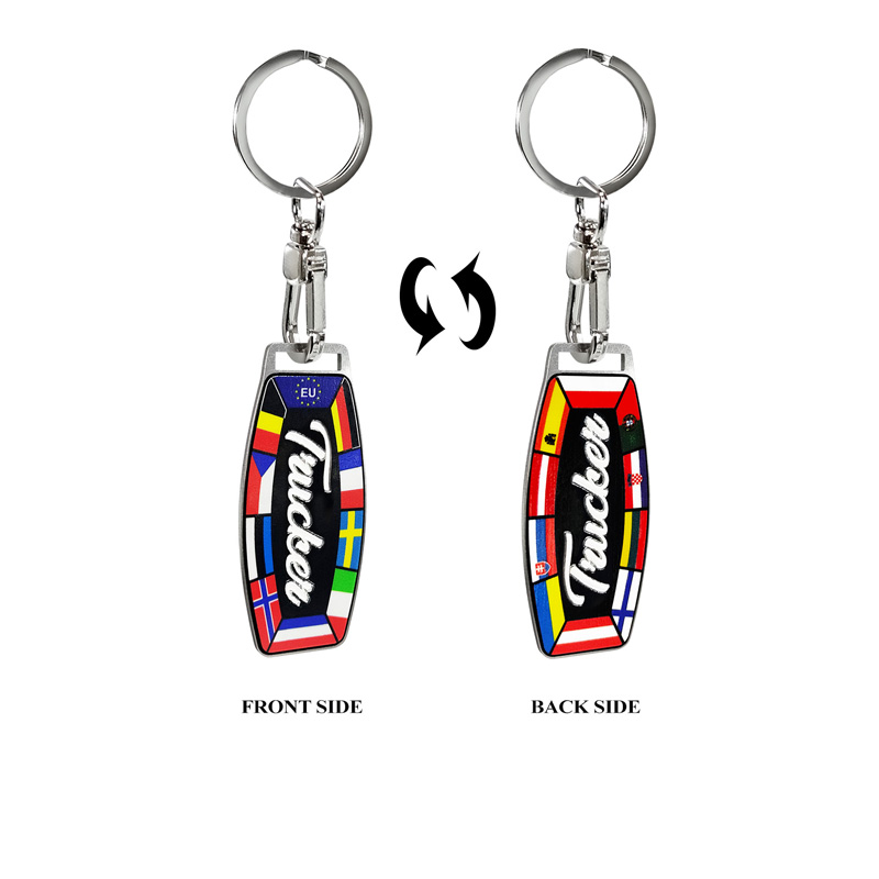 Porte-clés en acier inoxydable - Trucker/Flags