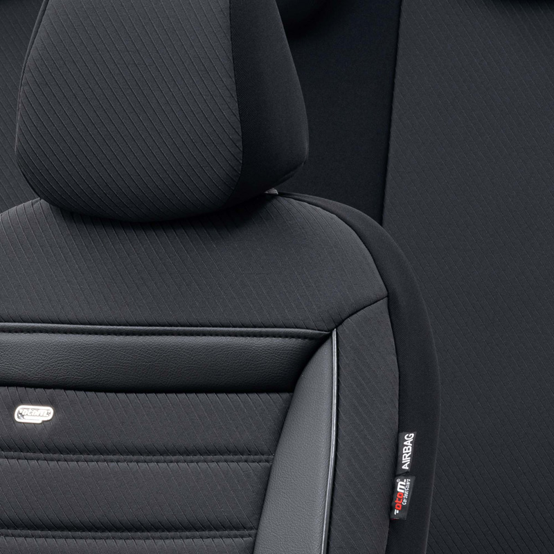 Housse de sièges universel en textile 'Prestige' Noir/Anthracite - 11-pièces - adapté aux Side-Airbags