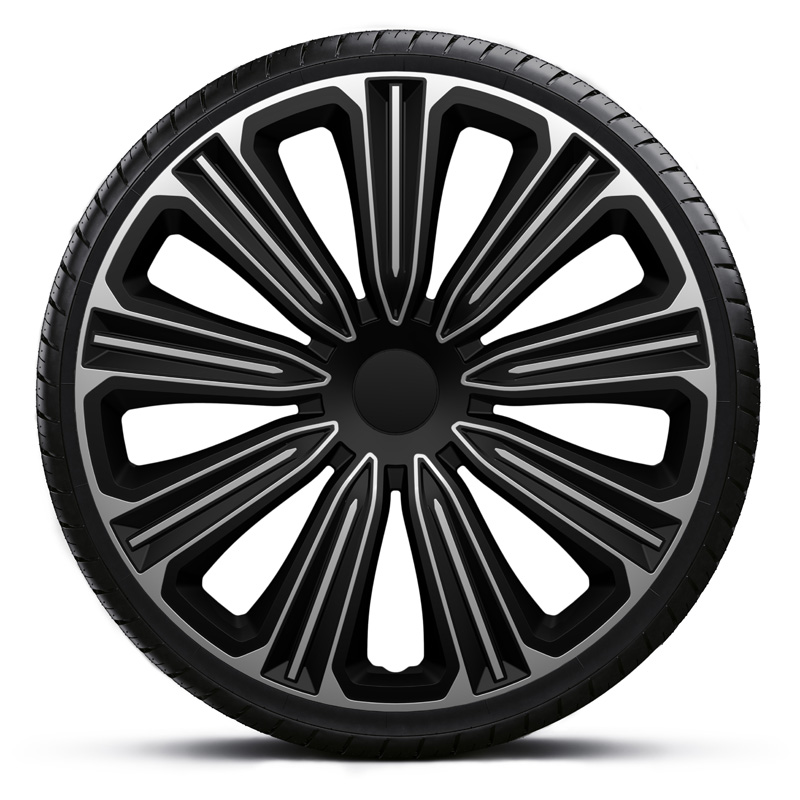 Jeu d'enjoliveurs J-Tec Rosso 16-inch argent/noir