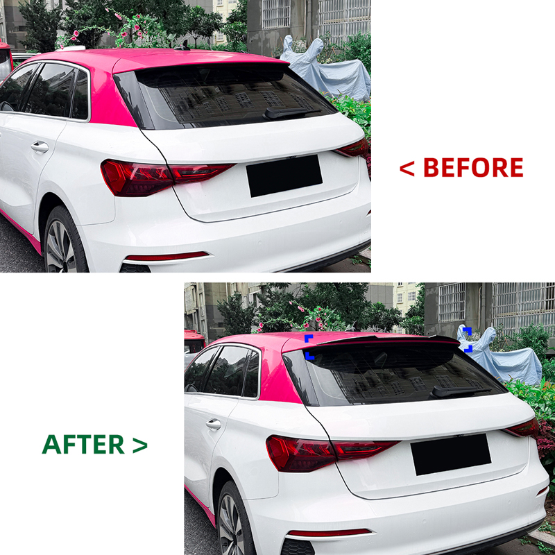 Becquet de toit (Spoiler Cap) sur mesure pour Audi A3 (8Y) Sportback 2020-2024 & FL 2025- (ABS Noir Luisant)