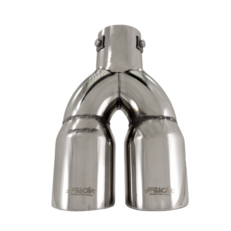 Simoni Racing Embout d'Échappement Rond Double Inox - Ø90xL242mm - Montage ->62mm