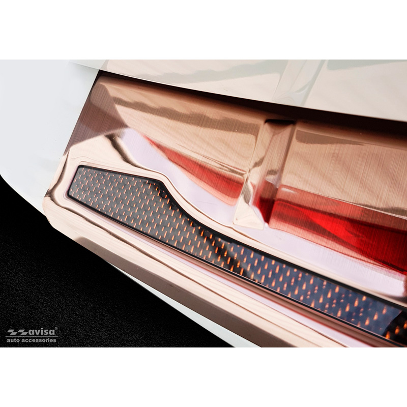 Protection de seuil arrière inox 'Deluxe' sur mesure pour BMW Série 5 G31 Touring 2017-2020 excl. M-Sport 'Performance' Cuivre Brossé/Carbone Cuivre