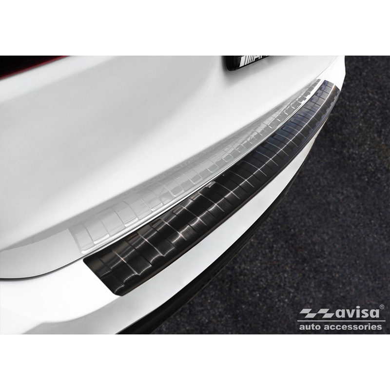 Protection de seuil arrière inox noir sur mesure pour Mercedes GLS (X167) 2019-2023 & FL 2023- 'Ribs'