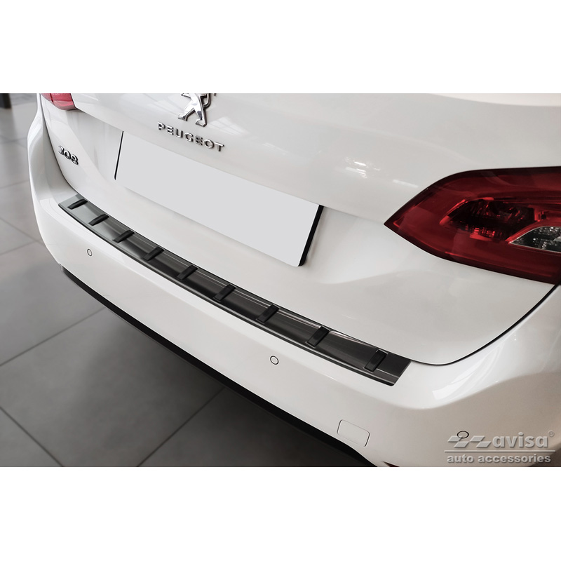 Protection de seuil arrière inox noir sur mesure pour Peugeot 308 SW II 2013-2017 & Facelift 2017-2021 'STRONG EDITION'