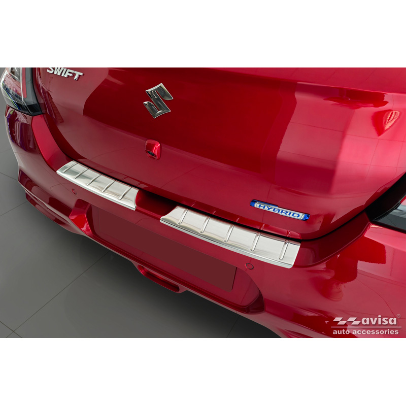 Protection de seuil arrière inox sur mesure pour Suzuki Swift VI 2024- 'Ribs'