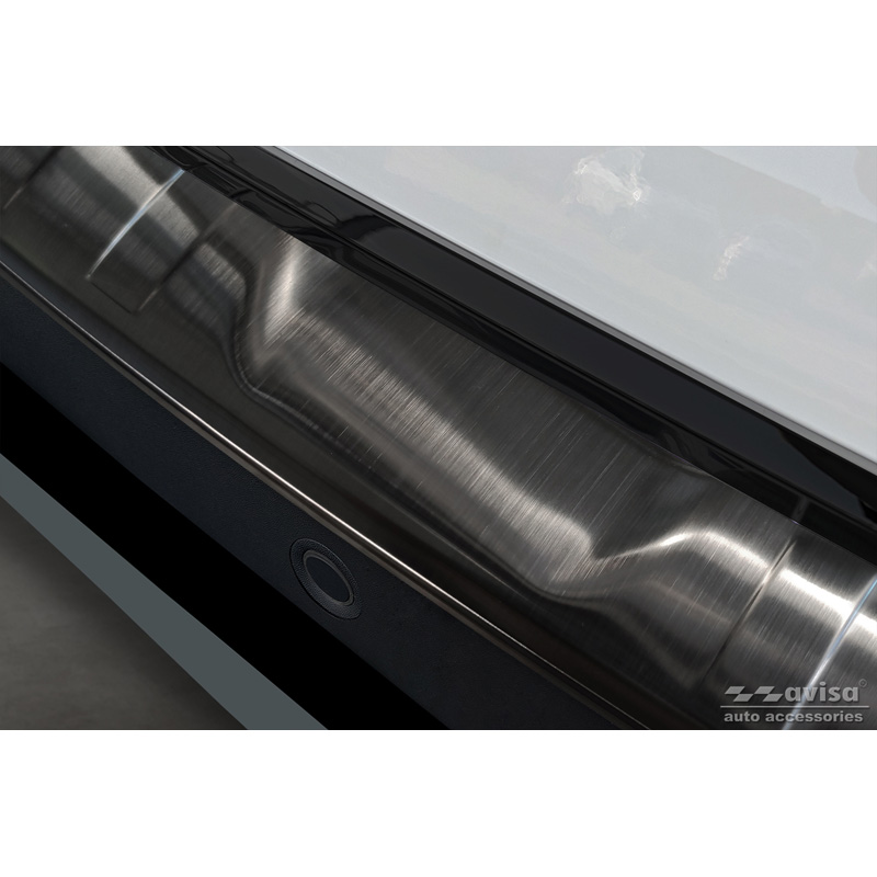 Protection de seuil arrière inox noir sur mesure pour Dacia Spring 2020- 'Ribs'