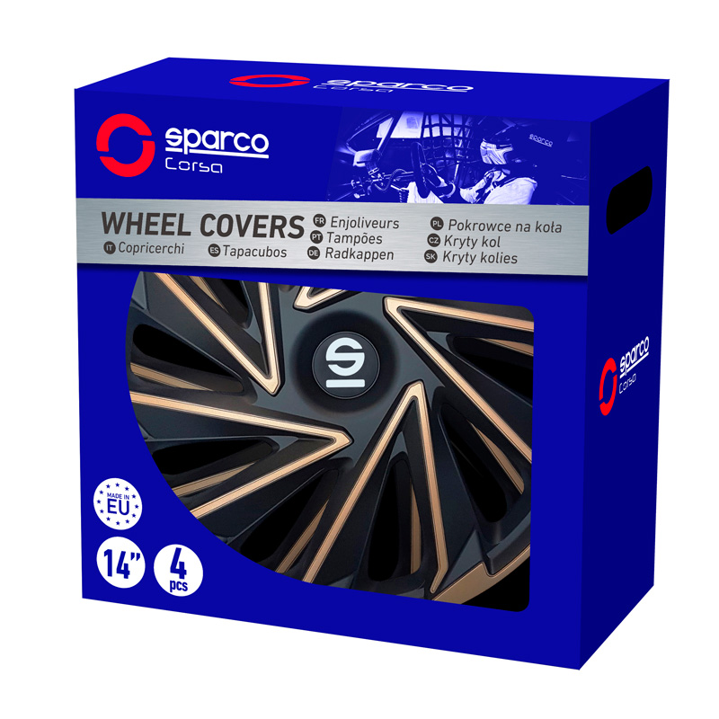Sparco Enjoliveurs Varese - 16-pouces - Doré/Noir - Set de 4 pièces
