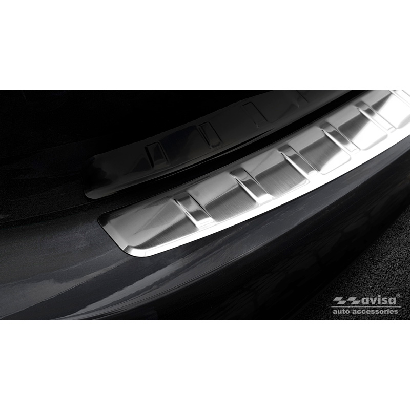 Protection de seuil arrière inox sur mesure pour Mercedes Classe-C W205 Sedan 2014-2019 & 2019-2021 'Ribs'