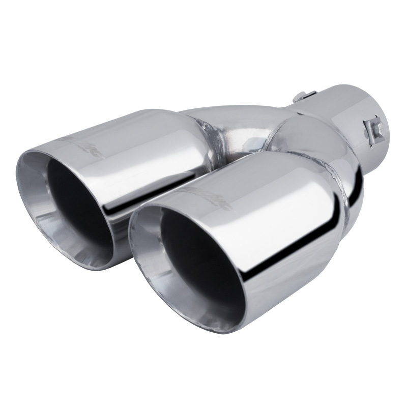Simoni Racing Embout d'Échappement Rond Double/Oblique Inox - 2xØ76xL240mm - Montage 34-60mm