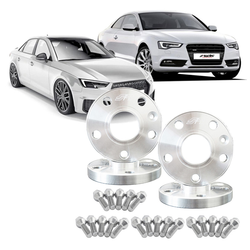 Simoni Racing Kit d'Élargisseurs de Roue en aluminium - 2x15mm(AV) - 2x18mm(AR) (Moyeu 66,6mm) avec boulons de roue - sur mesure pour Audi divers