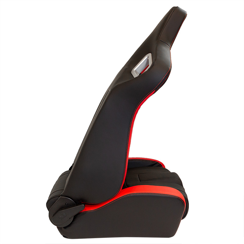Siège baquet 'RS6-II' - Noir-Mattes/Simili Cuir Rouge - Dossier réglable - incl. glissières
