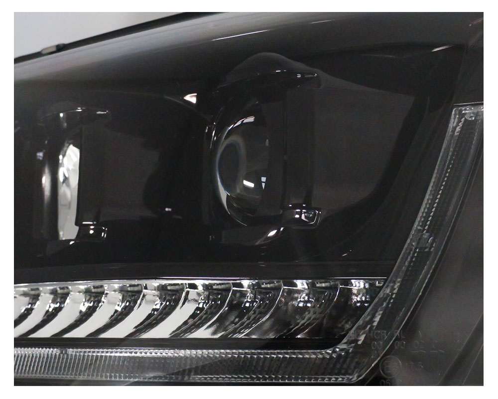 Headlights fits VW T5 09-.. Devil Eyes Dlite LED Piano-black