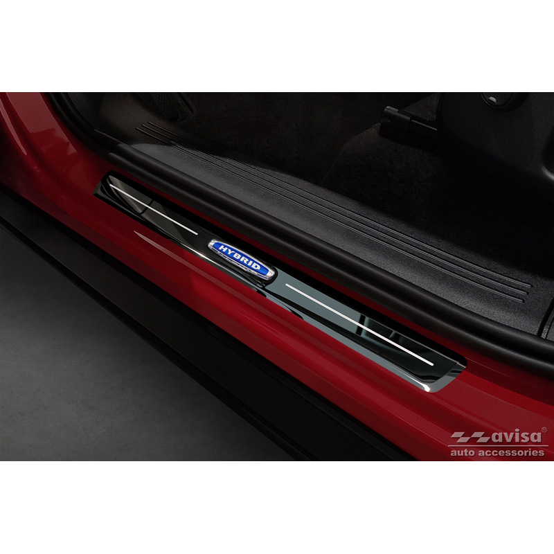 Seuils de portes inoxydable noir luisant sur mesure pour Volvo XC40 2018- 'Hybrid' - 4-pièces