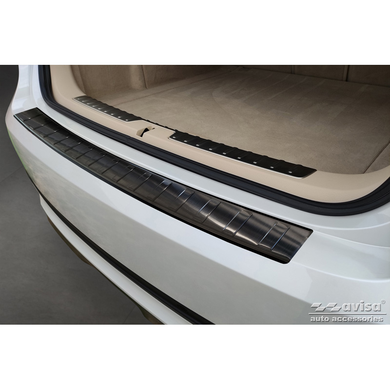 Protection de seuil arrière inox noir sur mesure pour BMW X6 F16 2014-2019 'Ribs'  excl. Paquet-M