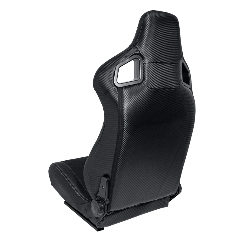 Siège baquet 'RK' - Simili Cuir Noir + Surpiqûres argent - Dossier réglable - incl. glissières