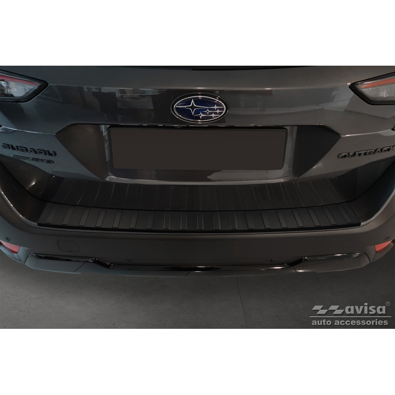 Protection de seuil arrière inox noir mat sur mesure pour Subaru Outback (BT) 2020- 'Ribs'