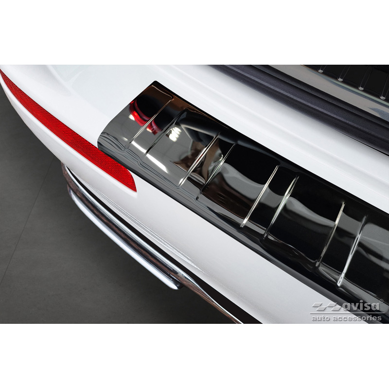 Protection de seuil arrière inox Noir-Chromé sur mesure pour Mercedes Classe-E Estate S213 2016- (incl. E53 AMG) 'Ribs'