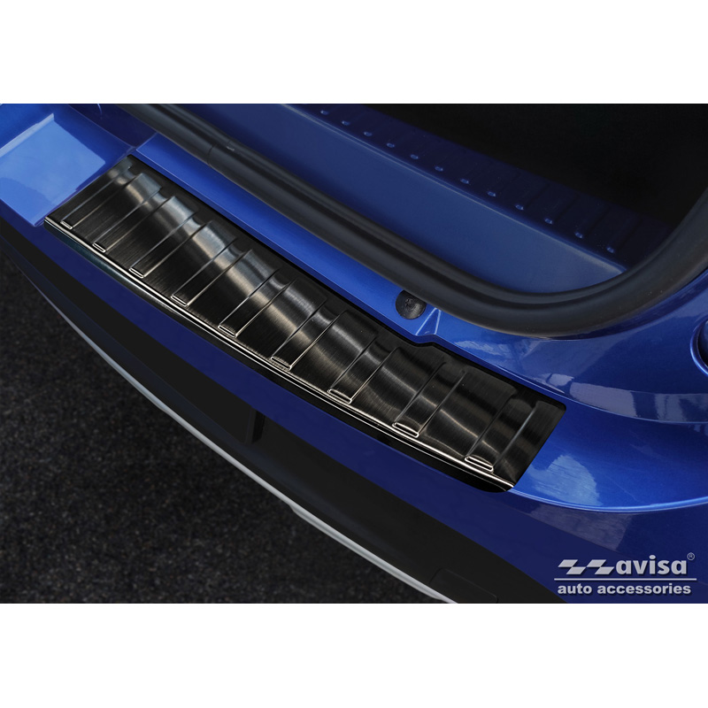 Protection de seuil arrière inox noir sur mesure pour Dacia Sandero III 2020-2022 & Facelift 2022- 'Ribs' incl Stepway (2-pièces)