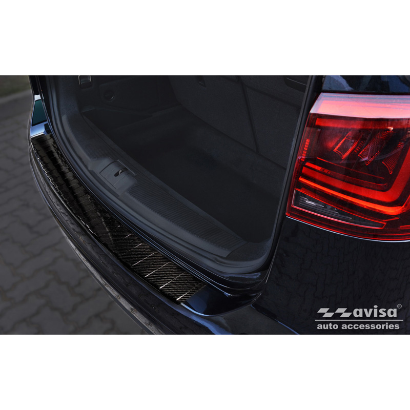 Protection de seuil arrière carboné 3D sur mesure pour Seat Alhambra 2010- 'Ribs'