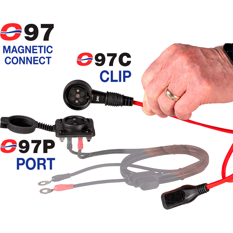OptiMate PORT O-97P12 - MagCode Clip pour montage sur panneau - Connexion magnétique pour chargeur de batterie - 12 V