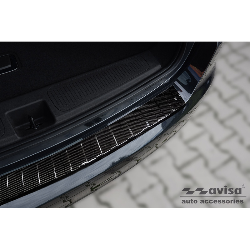 Protection de seuil arrière carboné 3D sur mesure pour Opel Astra K Sportstourer 2016-2022 'Ribs'