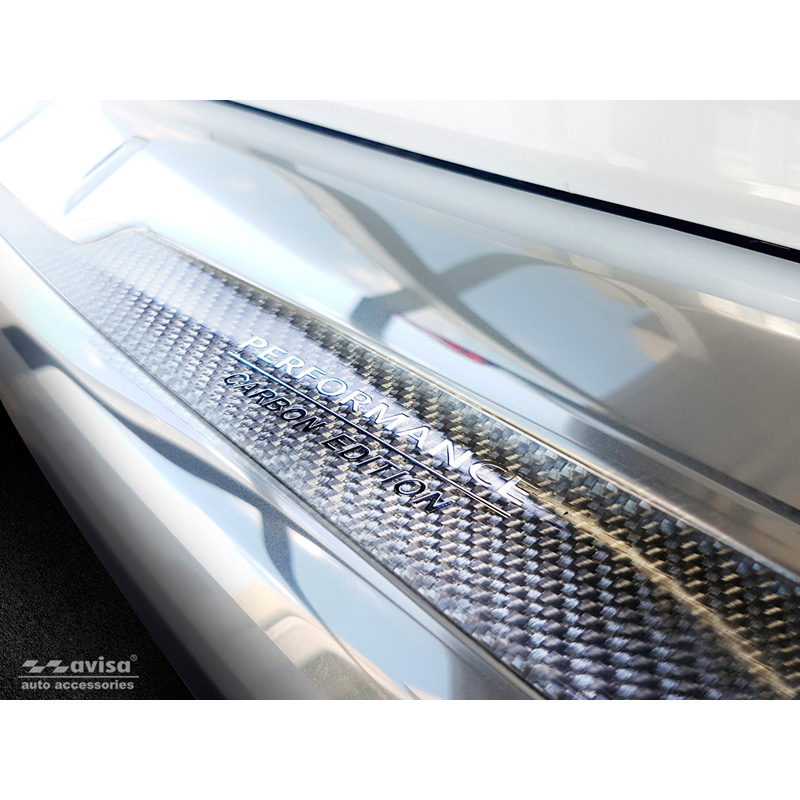 Protection de seuil arrière inox 'Deluxe' sur mesure pour BMW X5 G05 Paquet M 2018- 'Performance' excl. M-Competition Argent/Carbone Argent