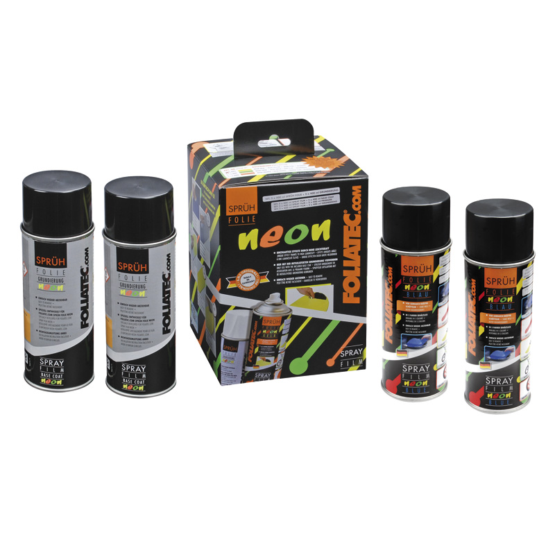 Foliatec Spray Film (à vaporiser) NEON 4-pièces Set - bleu 2x400ml + apprêt 2x400ml