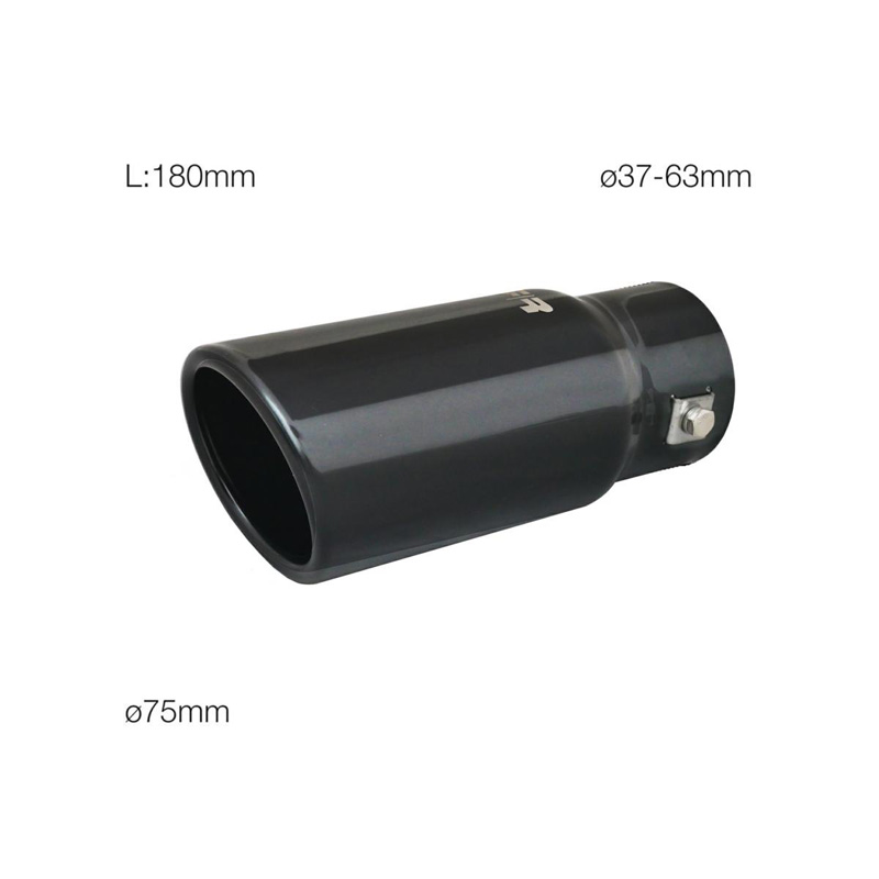 Simoni Racing Embout d'Échappement Rond/Oblique Inox Noir - Ø76xL180mm - Montage ->64mm