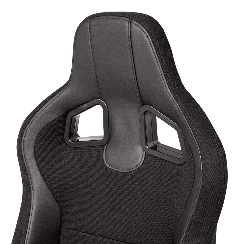 Siège baquet 'MR' - Simili Cuir Noir + Noir Textile Pine - Dossier réglable - incl. glissières