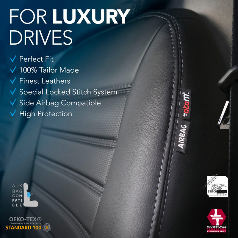 New York Design Housses de siège en cuir artificiel 2+1 sur mesure pour Volkswagen Crafter/MAN TGE 2017- (Standard) (Fond de banquette divisée)