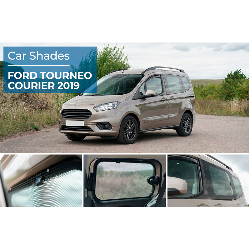 Set de Car Shades (portes arrières) sur mesure pour Ford Tourneo Courier 2014-2023 (avec vitres entrebaillantes) (2-pièces)