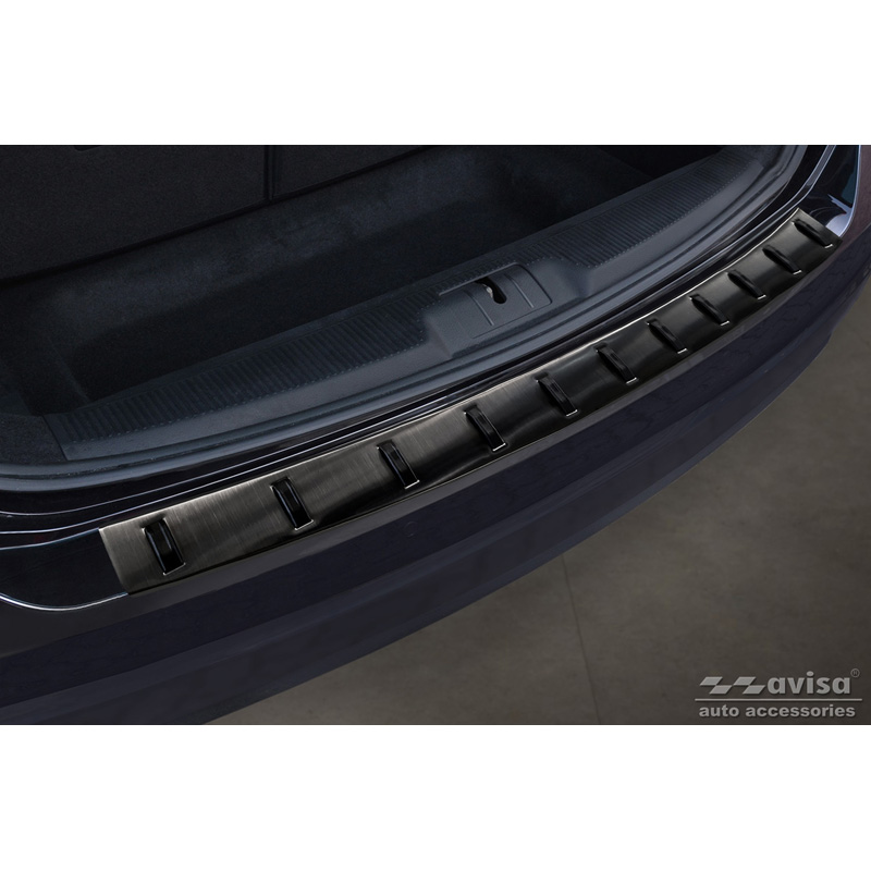 Protection de seuil arrière inox noir sur mesure pour Volkswagen Sharan II & Seat Alhambra II 2010- 'STRONG EDITION'
