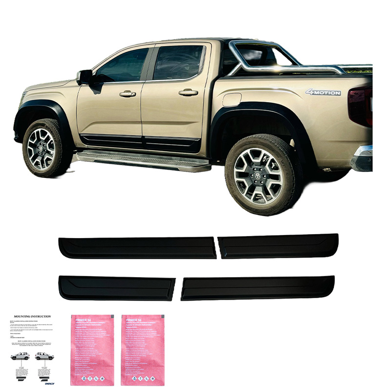 Jeu de baguettes de porte sur mesure pour Volkswagen Amarok MK2 2022- - Noir mat