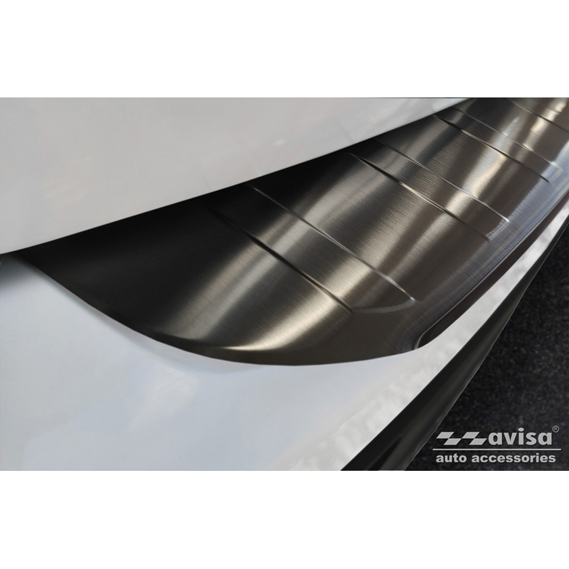 Protection de seuil arrière inox noir sur mesure pour Mercedes GLB (X247) incl. AMG 2019- 'Ribs'