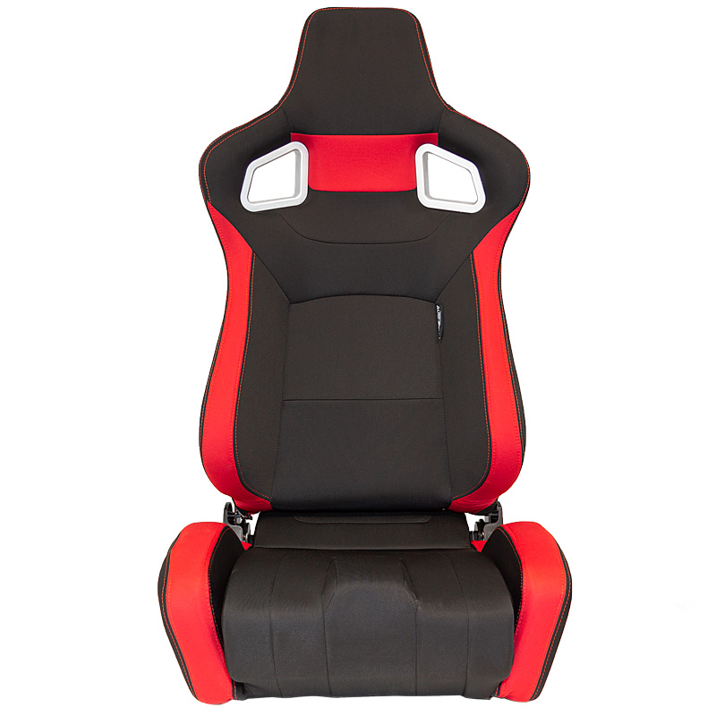 Siège baquet 'RS6-II' - Tissu Noir/Rouge - Dossier réglable - incl. glissières