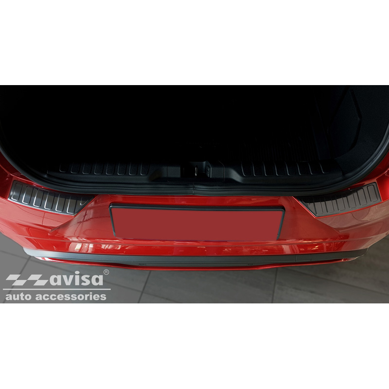 Protection de seuil arrière inox noir sur mesure pour Ford Puma 2019- 'Ribs' (2-pièces)