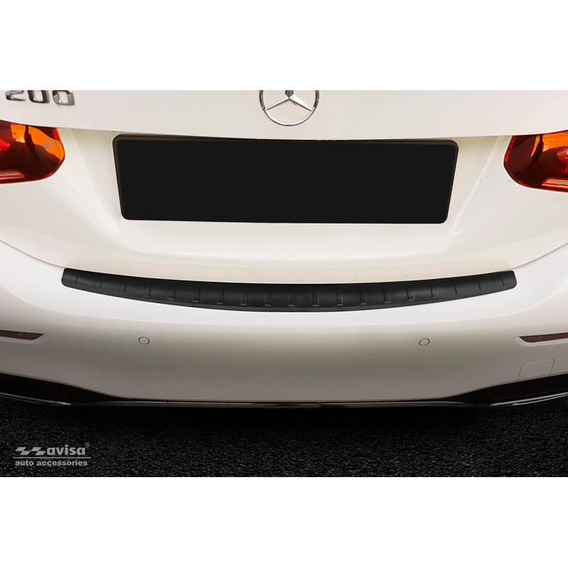 Protection de seuil arrière inox noir sur mesure pour Mercedes Classe-A W177 Sedan 9/2018- 'Ribs'