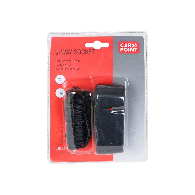 Carpoint Double Prise Allume-Cigare 2x12V avec USB et LED 5A