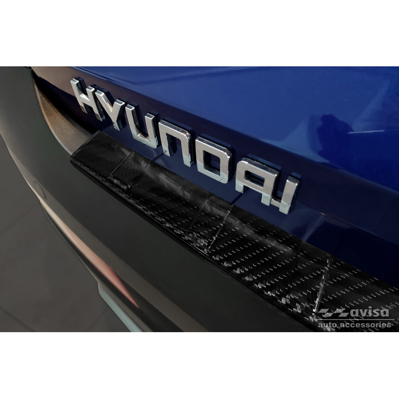 Protection de seuil arrière carboné 3D sur mesure pour Hyundai Bayon 2021- 'Ribs'