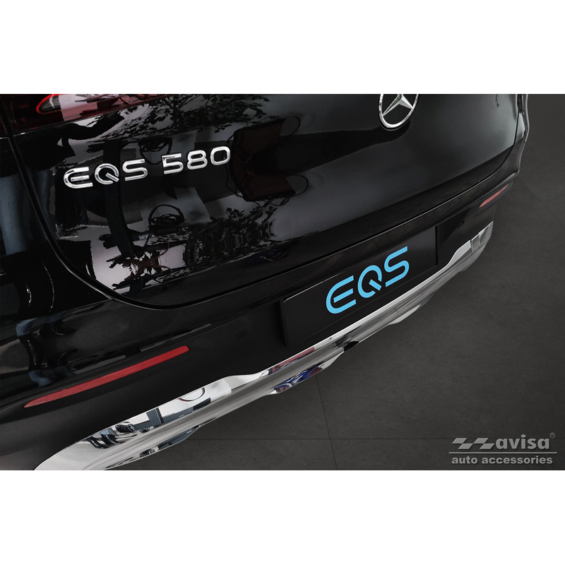 Protection de seuil arrière inox noir sur mesure pour Mercedes EQS SUV (X296) 2022- 'Ribs'
