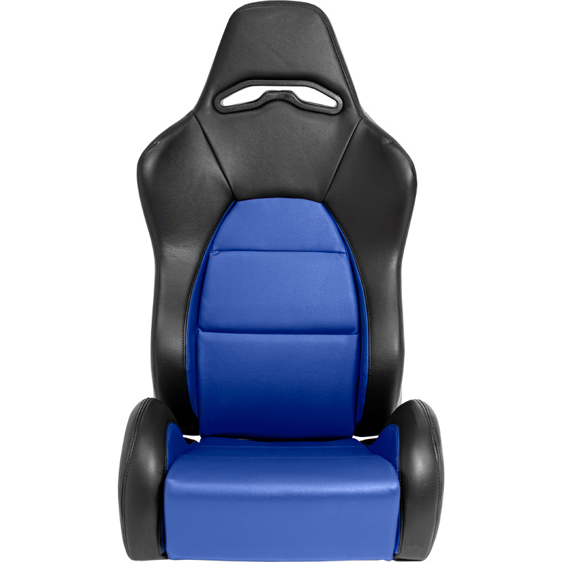 Siège baquet 'Eco' - Noir/Simili Cuir Bleu - Dossier réglable (à droite) - incl. glissières