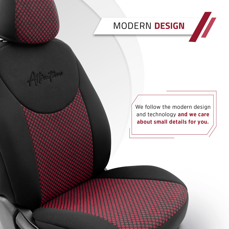 Housse de sièges universel en textile 'Attraction' Noir/Marron - 11-pièces - adapté aux Side-Airbags