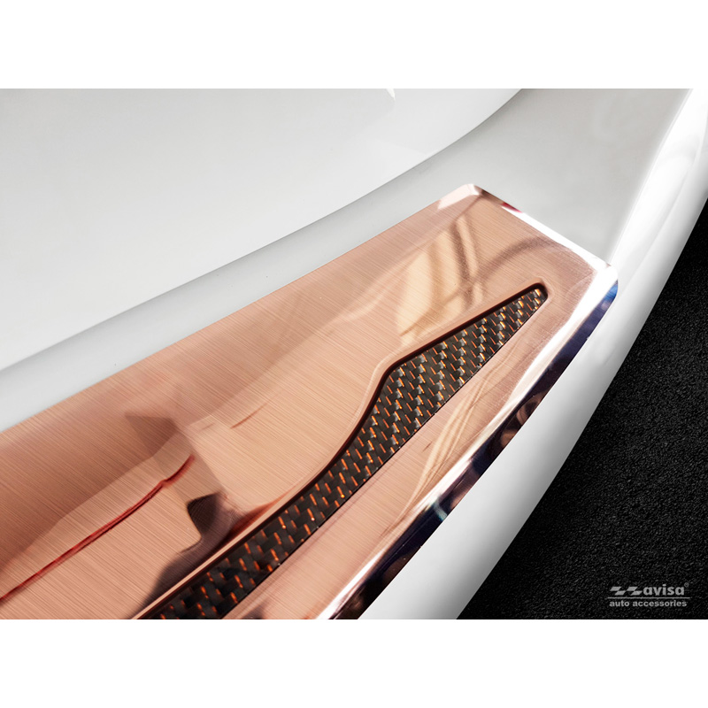 Protection de seuil arrière inox 'Deluxe' sur mesure pour BMW X3 G01 Paquet M 2017-2021 & FL 2021- 'Performance' Cuivre 'Brossé'/Carbone Cuivre