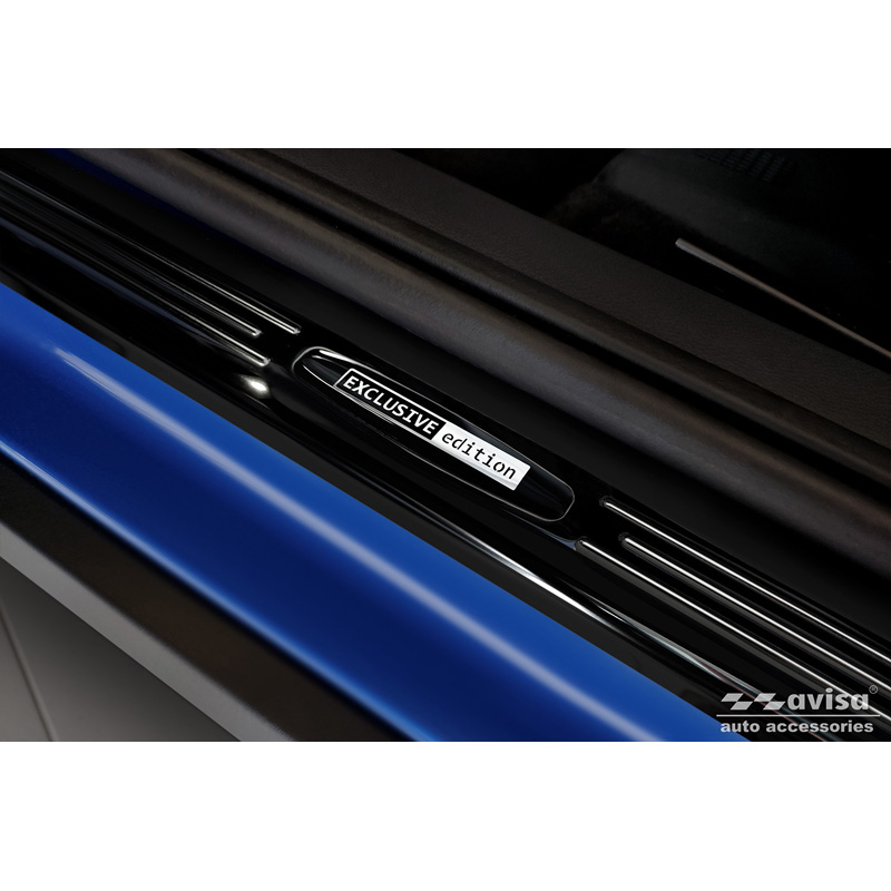 Seuils de portes inoxydable noir luisant sur mesure pour Seat Arona 2017-2021 & FL 2021- - 'Exclusive' - 4-pièces