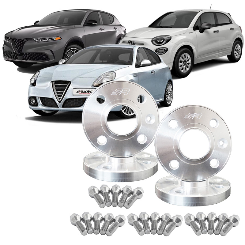 Simoni Racing Kit d'Élargisseurs de Roue en aluminium - 2x17,5mm(AV) - 2x20mm(AR) (Moyeu 65,1mm) avec boulons de roue - sur mesure pour Fiat, Alfa Romeo divers