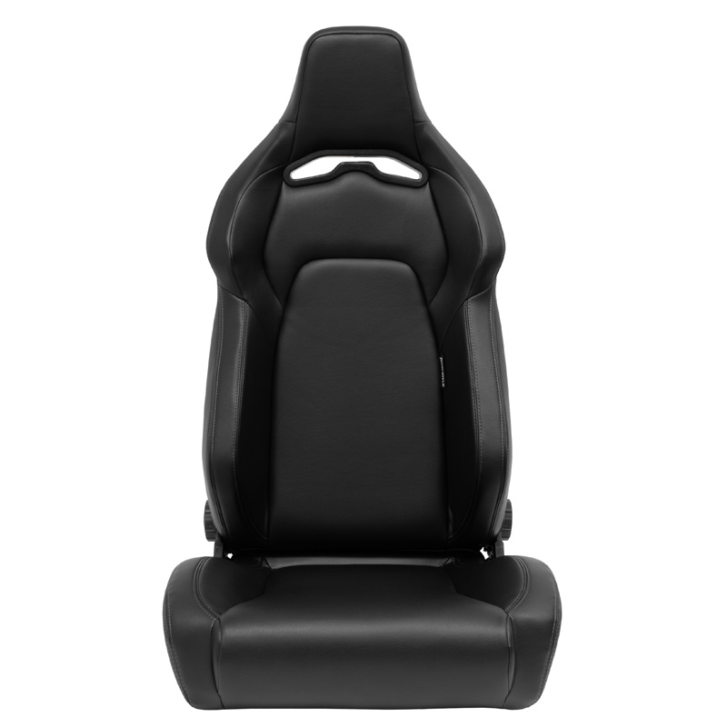Siège baquet 'VGR' - Simili Cuir Noir + Surpiqûres argent - Dossier réglable - incl. glissières