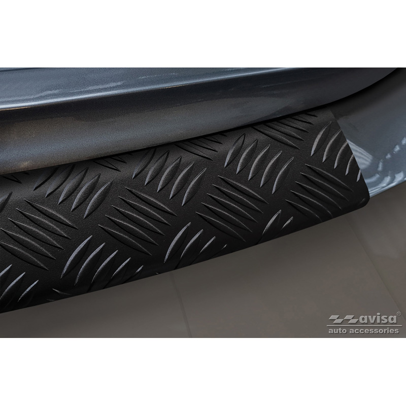 Protection de seuil arrière en aluminium noir mat sur mesure pour Nissan X-Trail III (T32) Facelift 2017-2021 'Riffled Plate'