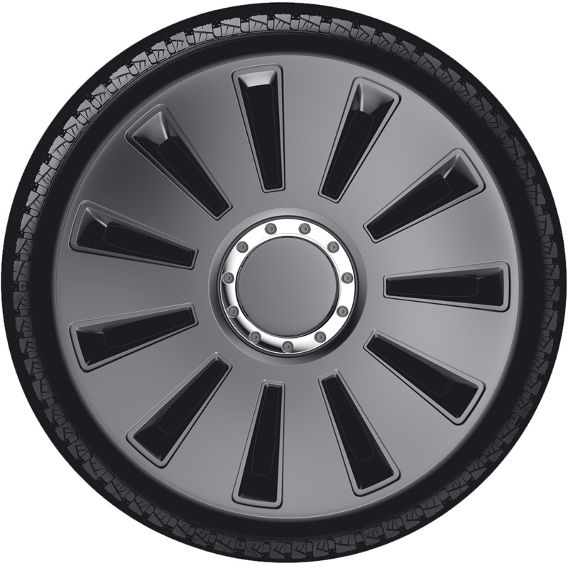 Jeu d'enjoliveurs Silverstone Pro 15-inch gun-metal + anneau chromé