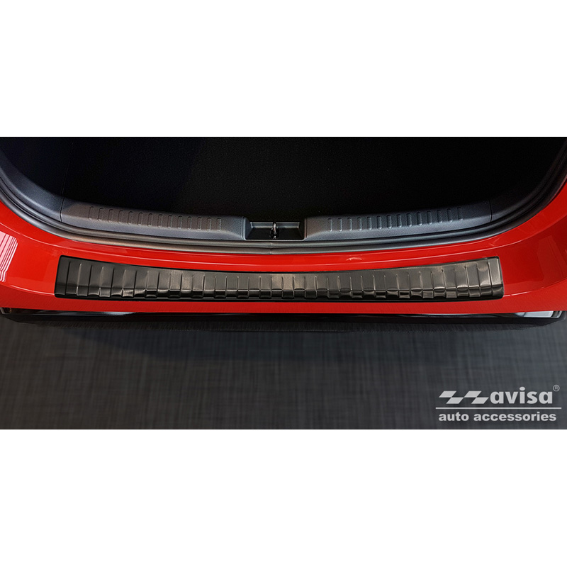 Protection de seuil arrière inox noir sur mesure pour Toyota Yaris IV Hatchback 5-portes 2020-2024 & Facelift 2024- excl. GR 'Ribs'