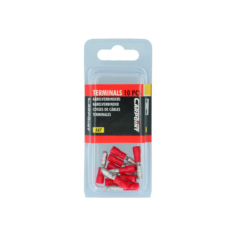 Carpoint Cosses Cylindriques Mâles 547 Blister Rouge 10-pièces